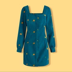 Floral Print Corduroy Mini Dress